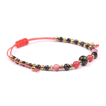 Bransoletka celebrytka czarny TURMALIN AGAT HEMATYT ochrona i odwaga